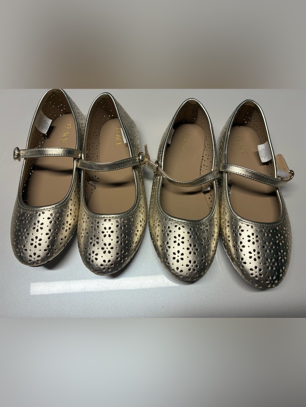Girls Metallic Perforated Ballet Flats size 4 bundle
